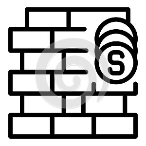 Brick wall icon outline vector. Building subsidy