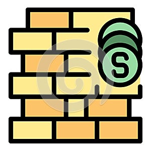 Brick wall icon vector flat