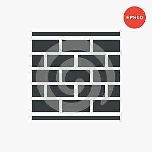 Brick wall icon. Vector illustration in flat style.