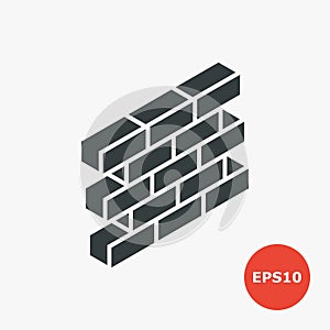 Brick wall icon. Vector illustration in flat style.