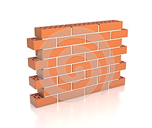 Brick wall isolated on white background