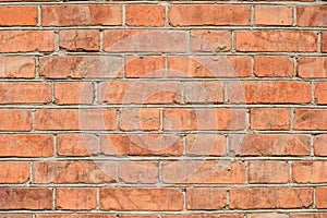 The brick wall is large. Red bricks texture