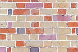 Brick wall, masonry of bricks of different colors, background.