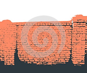Brick wall, masonry, fencing, fence, retro style. Vector illustration, template.