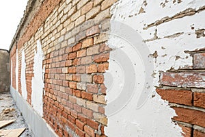 Brick Wall with Mixed Plaster