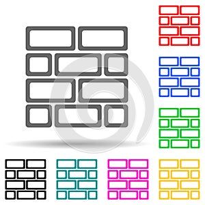 Brick wall multi color style icon. Simple thin line, outline vector of web icons for ui and ux, website or mobile application