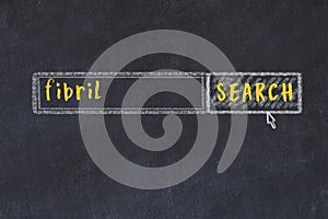 Search engine concept. Looking for fibril. Simple chalk sketch and inscription photo