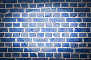 Brick wall with old grunge bricks, detailed blue