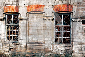 Brick wall and old windows