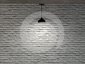 Brick wall and one ceiling lamp