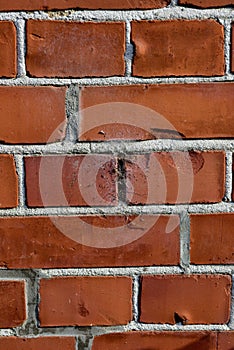 Brick wall, orange and closeup of cement for texture, concrete masonry and pattern in construction. Wallpaper