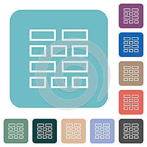 Brick wall outline rounded square flat icons