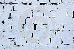Brick wall painted white, background or texture
