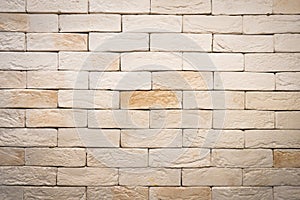 Brick Wall Panoramic Texture Grunge in Rural Room. Abstract Old Light Beige Brickwork of Stonework. Vintage Brown Brick Wall Backg