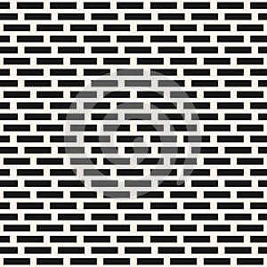 Brick wall pattern. Vector seamless texture with parallel lines, rectangles. Black and white