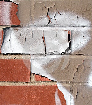 Brick Wall with Peeling Paint
