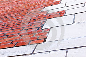 Brick wall in perspective, close up.