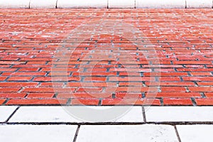 Brick wall in perspective, close up.