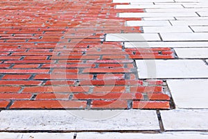 Brick wall in perspective, close up.