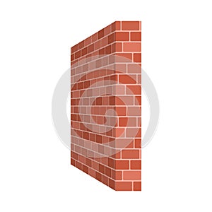 Brick wall perspective isolated on white background. Vector illustration