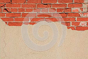 Brick wall with plaster and space for text