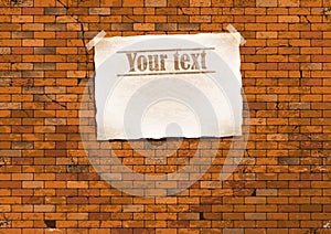 Brick wall with a poster. vector illustration