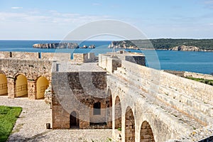 The brick wall in the Pylos Castle Niokastro, Neokastro in Pylos city, Greece