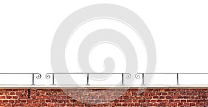 Brick wall and railing isolated on white background