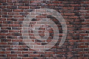 Brick wall.  Red brick.  Masonry texture.  An old wall of dilapidated stone.