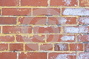 Brick wall with remnants of peeling paint photo