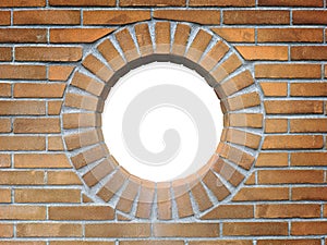 Brick wall with round window - Image with copy space