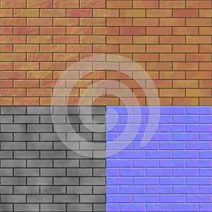 Brick wall seamless generated hires texture (bump & normal map)