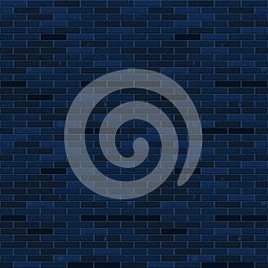 Brick wall seamless pattern, dark blue urban background design,