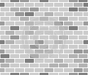 Brick wall seamless pattern, gray on white background.