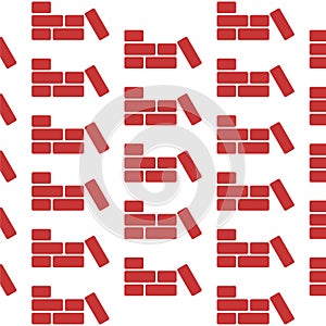 Brick wall seamless pattern isolated on white background