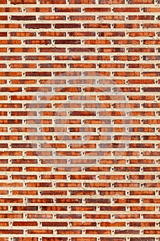 Brick wall seen from tiling, coarse, in red, black and white col
