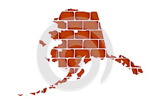 Brick Wall With The Silhouette Of Alaska