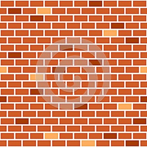 Brick wall simple seamless pattern vector, random shade color.