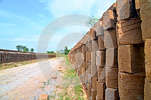 Brick wall in a small brick factory, Majalengka, Indonesia