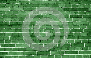 Brick wall surface in green tone
