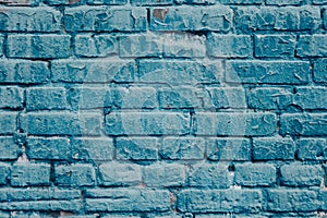 Brick wall surface in navy blue tone. Abstract architectural background and texture for design