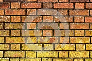 Brick wall texture, Background for design purpose. Warm color gradation from yellow to orange