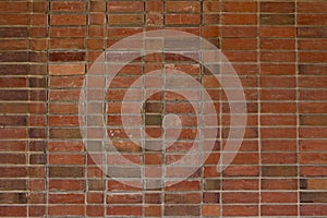 Brick wall texture background with red and brown bricks in a stack bond pattern