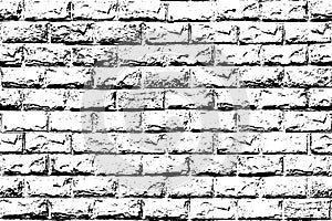 Brick wall texture. Black and white distress background. Grunge brickwall texture. Rustic block pattern. Building backdrop for eff