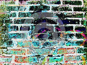 Brick wall texture grunge background with vignetted corners