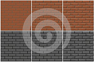 Brick wall texture seamless, 3 step drawing. Vector illustration stones wall