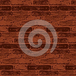 Brick wall texture seamless pattern, brown red background for design vector illustration