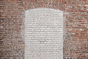 Brick wall texture, urban background with space for text. Brick on damaged wall