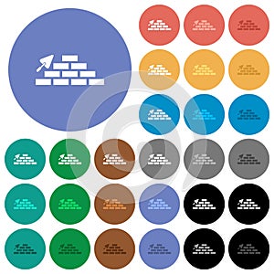 Brick wall and trowel round flat multi colored icons