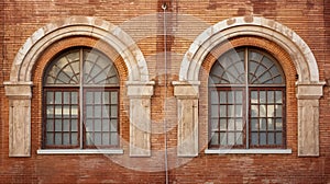 brick wall with two windows